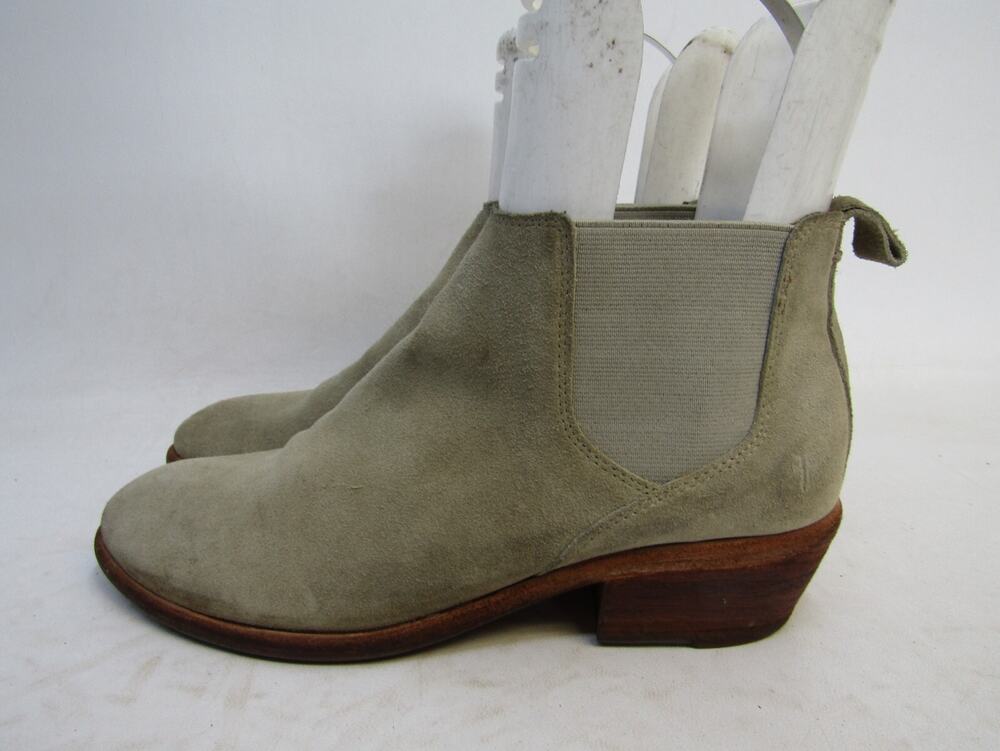FRYE Womens Size 7.5 M Beige Suede Chelsea Ankle Fashion Boots